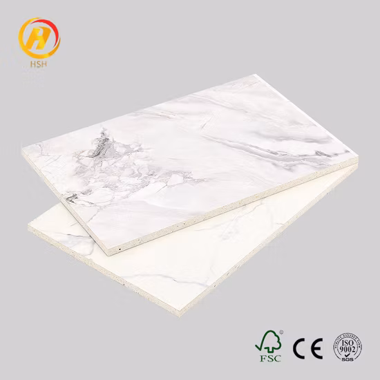 12mm E0 E1 Fire Resistant Elegant Marble Veneer Melamine Board Laminated MDF for Decoration