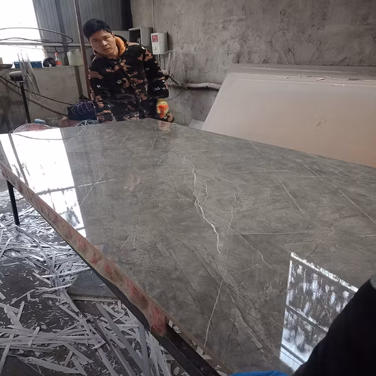 12mm E0 E1 resistente ao fogo elegante folheado de mármore placa de melamina MDF laminado para decoração